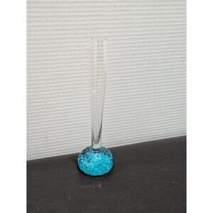 Vintage Retro Mid Century Modern Blue Controlled Bubble Stem Bud Vase 8”‎